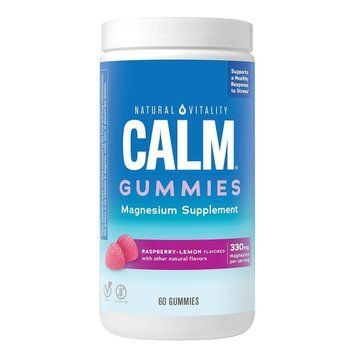 Цитрат Магния, 330 мг, вкус малина лимон, CALM, Magnesium Supplement, Natural Vitality, 60 жевательных конфет