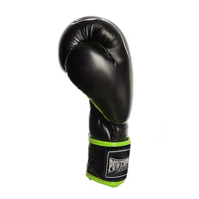 Боксерские перчатки PowerPlay 3018 черно-зеленые 8 унций