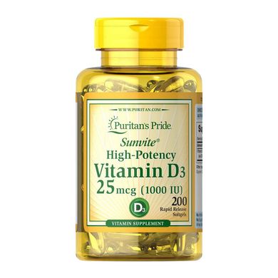 Витамин д3 Puritan's Pride Vitamin D3 1000 IU 200 капсул