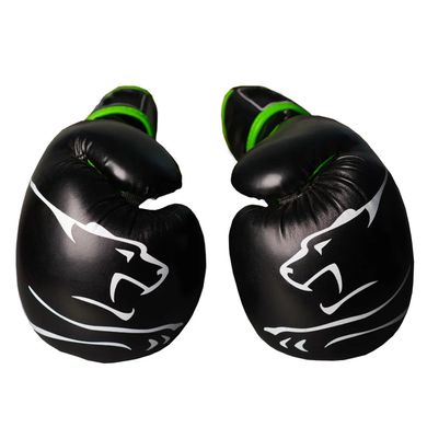 Боксерские перчатки PowerPlay 3018 черно-зеленые 8 унций