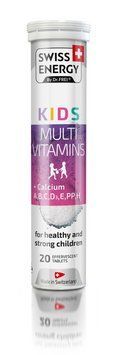 Мультивітаміни з кальцієм, для дітей віком від 7 років, KIDS Multivitamins + Calcium CH, Swiss Energy, для росту та розвитку, 20 розчинних таблеток