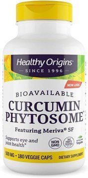 Куркумін, Curcumin Phytosome, Healthy Origins, фітосоми куркуміну за участю Meriva SF, 500 мг, 180 вегетаріанських капсул