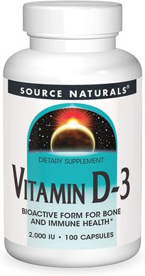 Витамин D-3 2000IU, Source Naturals, 100 капсул