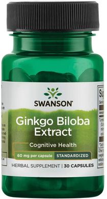 Гинкго билоба Swanson Ginkgo Biloba Extract Standardized 60 mg 30 капсул