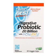 Пробиотики, Digestive Probiotic, Doctor's Best, 20 МЛРД КОЕ, 30 вегетарианских капсул
