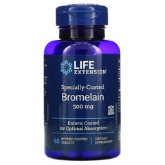 Бромелаїн в спеціальній оболонці, Specially Coated Bromelain, Life Extension, 500 мг, 60 таблеток