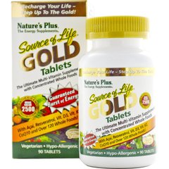 Мультивитамины Вегетарианские, Source of Life Gold, Natures Plus, 90 таблеток