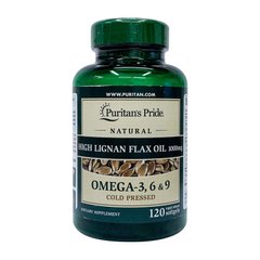 Омега 3-6-9 Puritan's Pride Flax Oil 1000 mg Omega - 3, 6 & 9 High Lignan 120 капсул
