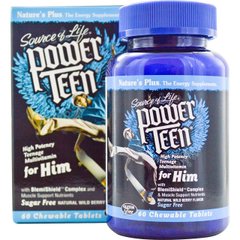 Мультивітаміни для Хлопців, Смак Лісових ягід, Power Teen, Natures Plus, 60 жувальних таблеток