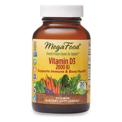 Вітамін D3 2000 IU, Vitamin D3, MegaFood, 30 таблеток