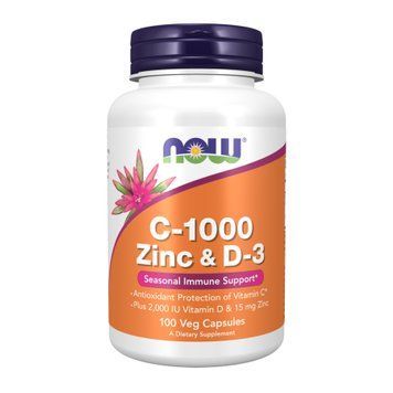 Витамин С, цинк и D3 Now Foods C-1000 Zinc&D-3 100 вег. капсул