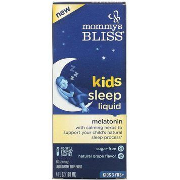 Жидкость для сна для детей, дети от 3 лет, натуральный виноград, Kids Sleep Liquid, Kids 3 Yrs+, Natural Grape, Mommy's Bliss, 120 мл