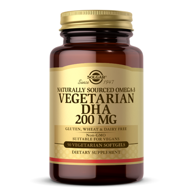 Натуральна Омега 3 ДГК рослинного походження Solgar (Naturally Sourced Omega-3 Vegetarian DHA) 200 мг 50 вегетаріанських м'яких таблеток