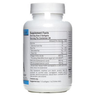 Веганська Омега-3, 300 мг, EPA-DHA, Source Naturals, 60 желатинових капсул