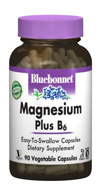 Магній + Вітамін В6, Bluebonnet Nutrition, 90 гелевих капсул