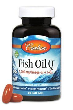Омега-3+ Коензим Q10, Fish Oil Q, Carlson, 60 гелевих капсул