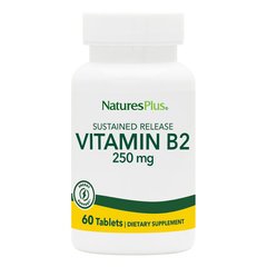 Рибофлавин, витамин B-2, Natures Plus, 250 Мг, 60 Таблеток