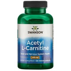 Ацетил Л-карнитин Swanson Acetyl L-Carnitine 500 mg 100 капсул