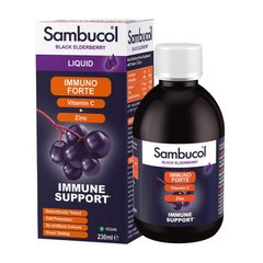 Вітаміни для імунітету Sambucol Immuno Forte + Vitamin C + Zinc Liquid 230 мл