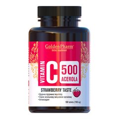 Вітамін C Golden Pharm Vitamin C-500 Acerola 100 таблеток Полуниця