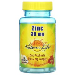 Nature's Life, Цинк, 30 мг, 50 вегетаріанських капсул