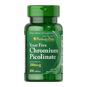 Хром піколінат Puritan's Pride Chromium Picolinate 200 mcg Yeast Free 100 табл