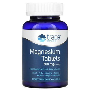 Магній, 300 мг, Magnesium, Trace Minerals, 60 таблеток