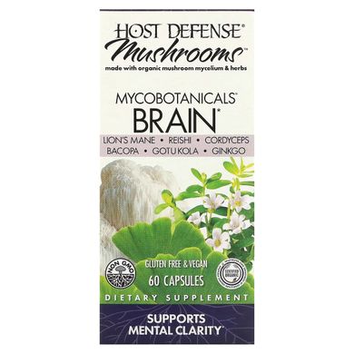 Грибы для здоровья мозга, MycoBotanicals, Brain, Fungi Perfecti, 60 капсул