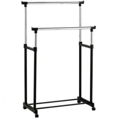 Двойная телескопическая стойка-вешалка для одежды и обуви Double Pole 160&times;75 см с колесиками