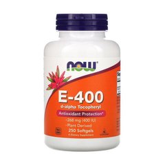 Витамин Е Now Foods E-400 d-alpha Tocophery (250 капс) нау фудс