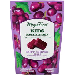 Мультивитамины для детей, вкус Винограда, MegaFood, 30 жевательных конфет