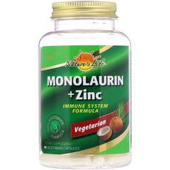 Монолаурин плюс цинк Nature's Life Monolaurin 468 mg + Zinc Picolinate 7,5 mg 90 капсул