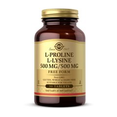Пролін + Лізин Solgar L-Proline L-Lysine 500 mg / 500 mg 90 таблеток