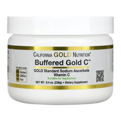 Забуферений вітамін C некислий аскорбат натрію California Gold Nutrition Buffered Gold C Non-Acidic Vitamin C Powder Sodium Ascorbate 238 г