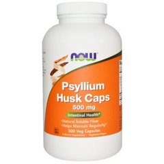 Подорожник (псіліума) , Psyllium Husks, NOW, 500 мг, 500 капсул