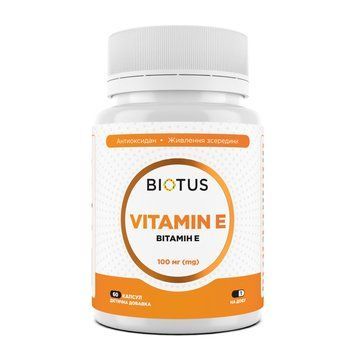 Вітамін Е, Vitamin Е, Biotus, 100 мг, 60 капсул