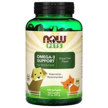 Омега-3 для кошек и собак, Omega-3 for Dogs/Cat, Now Foods, отличная рыба, 180 капсул, 252 г