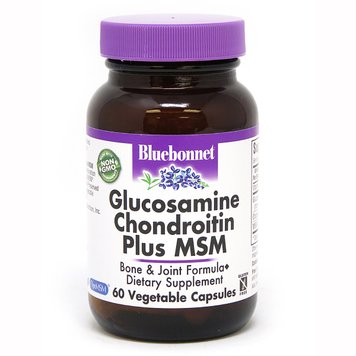 Глюкозамін хондроїтин МСМ, Bluebonnet Nutrition, 60 рослинних капсул