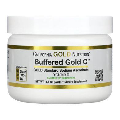 Забуференный витамин C некислый аскорбат натрия California Gold Nutrition Buffered Gold C Non-Acidic Vitamin C Powder Sodium Ascorbate 238 г