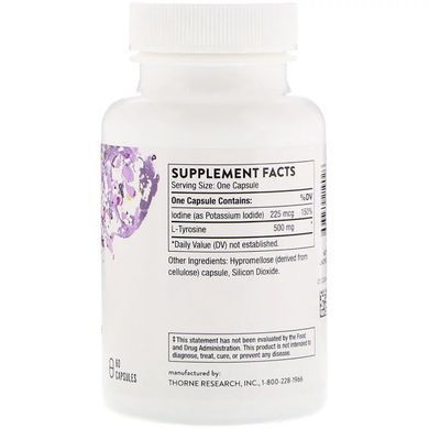 Харчування щитовидної Залози, Йод і Тирозин, Thorne Research, Iodine & Tyrosine, 60 капсул