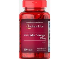 Яблочный уксус Puritan's Pride Apple Cider Vinegar 600 mg 200 таблеток