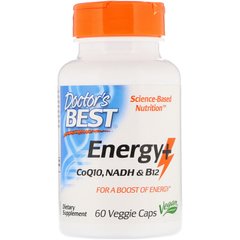 Комплекс для Поддержки Энергии, Energy+ CoQ10, NADH & B12, Doctor's Best, 60 капсул