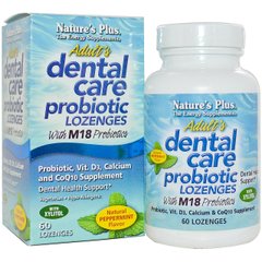 Пробиотик для Здоровья Зубов и Полости Рта для Взрослых, Вкус Мяты, Natures Plus, 60 таблеток для рассасывания