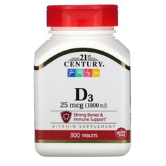 Вітамін Д3 21st Century Vitamin D3 1000 IU 300 таблеток