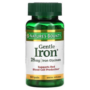 Железо, 28 мг, Gentle Iron, Nature's Bounty, 90 капсул