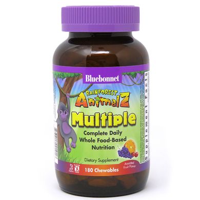 Мультивітаміни для Дітей, Смак Фруктів, Rainforest Animalz, Bluebonnet Nutrition, 180 жув. таб.