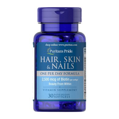 Витамины для волос, кожи и ногтей Puritan's Pride Hair, Skin & Nails One Per Day Formula (30 капс)