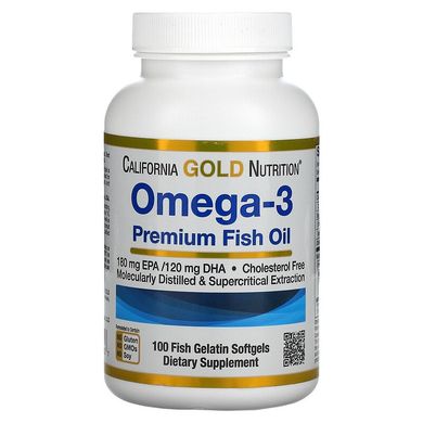 Омега 3 California Gold Nutrition Omega-3 Premium Fish Oil 90 капсул