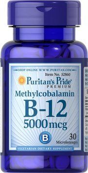 Вітамін В12 (метилкобаламін), Methylcobalamin Vitamin B-12, Puritan's Pride, 5000 мкг, 30 мініледенцов