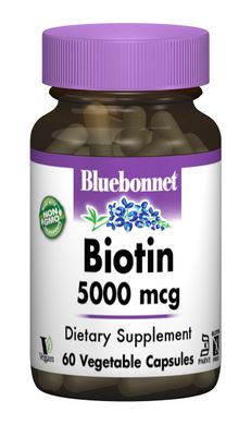 Біотин (B7) 5000мкг, Bluebonnet Nutrition, 60 гелевих капсул